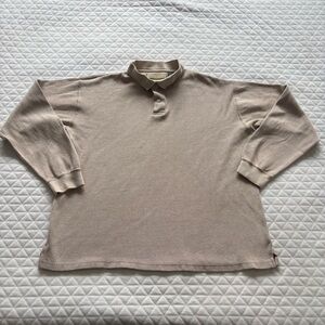 NATURALIFE Vintage 90s Men’s Long Sleeve Cotton Henley Shirt Size L Brown Ribbed